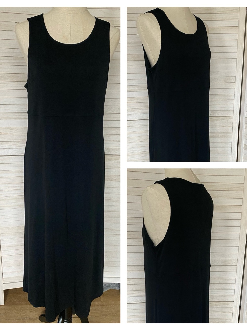 Talbots Sleeveless Black Maxi Dress SZ MP Travel Friendly Stretch Knit